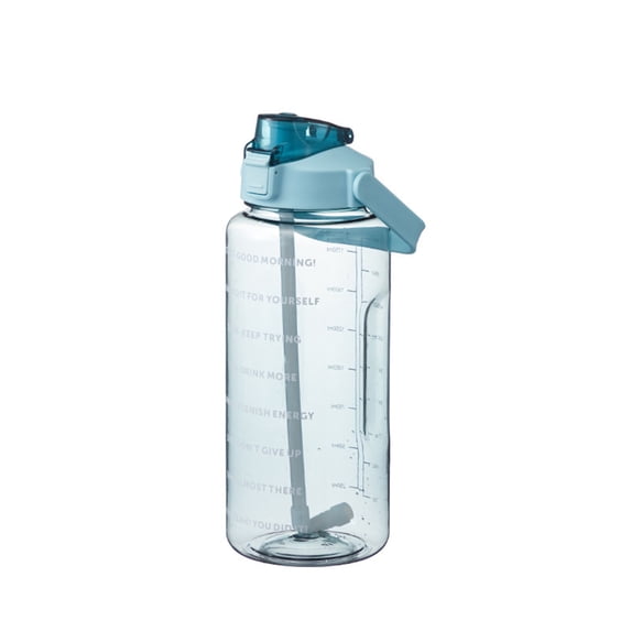 Transparent Motivational Water Bottle with Time Marker & Straw,Leakproof BPA Free Half Gallon Water Jug with Handle, Large Sports Bottle for Gym Outdoor (Green)