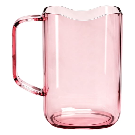 Transparent Mouthwash Cup, Handle Bathroom Tumbler, Curved Rim Toothbrush Cup, Oral Care Container, Multicolor Bathroom Rinse Cup, Countertop Bathroom Accessory Cup for Daily Use, Watermelon Red