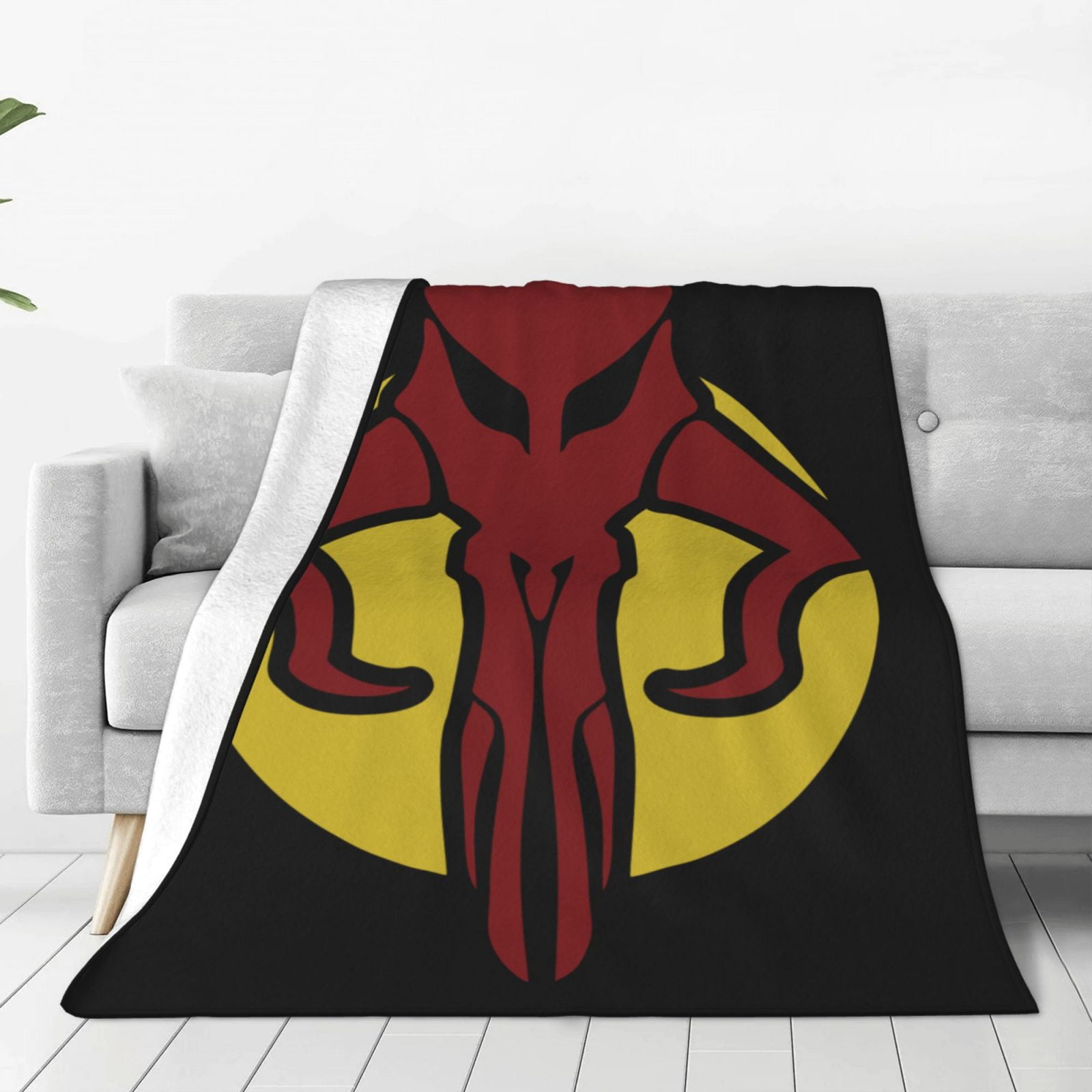 Transparent Mythosaur Skull Mandalorian Logo Bed Blanket Fleece Throw transparent-mythosaur-skull-mandalorian-logo-bed-blanket-fleece-throw