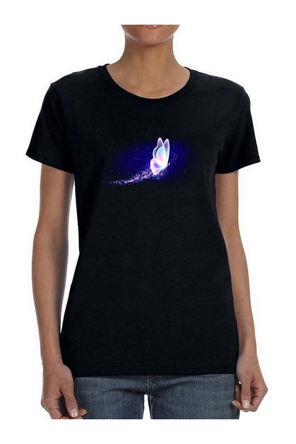 Transparent Neon Butterfly Shaped T-Shirt Women -Image by Shutterstock, Female Medium