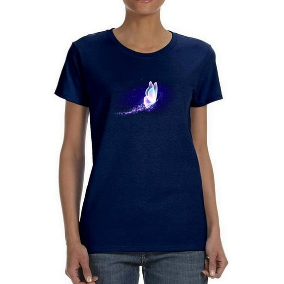 Transparent Neon Butterfly Shaped T-Shirt Women -Image by Shutterstock, Female Medium