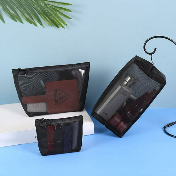 Transparent Nylon Mesh Cosmetic Bag Multifunctional Travel Washing Bag Small Size Punching Portable Storage Bag