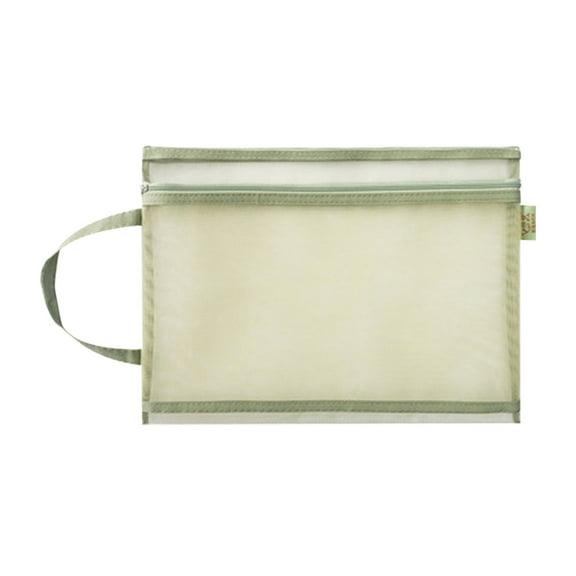 Transparent Nylon Mesh Handheld Storage Bag - Versatile Organizer for Stationery, Art Supplies, and Documents with Zipper Closure