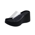 thumbnail image 1 of Transparent Open Toe Wedge Heel Slippers for Women, Casual Summer Beach Footwear, Solid Color Thick Sole Sandals Black,40, 1 of 7