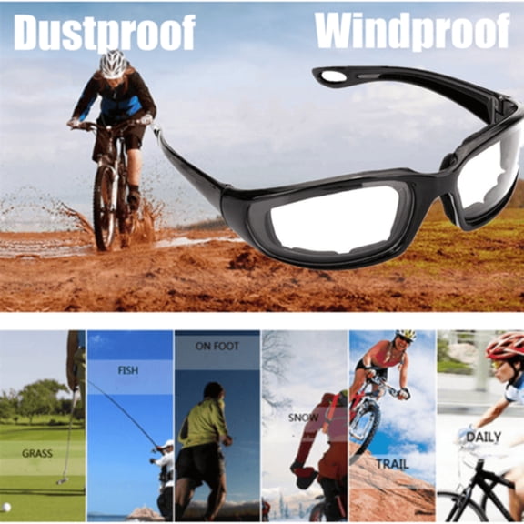 Transparent Outdoor Sports Glasses, Black Windproof and Dustproof D Cycling Goggles, Durable and With Facial-adaptive Air Cushions, Suitable for Outdoor Sports, Cycling and Fishing