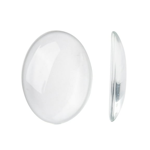 Transparent Oval Glass Cabochons Clear 40x30mm 8mm(Range: 7~9mm) thick