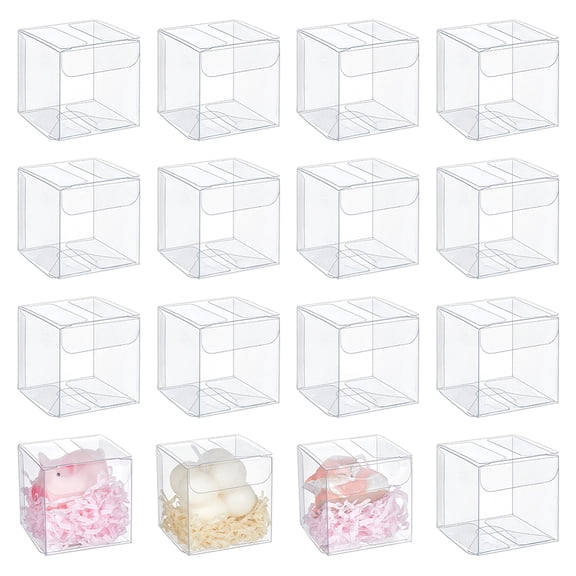 Transparent PET Tea Storage Boxes Square Clear 5x5x5cm