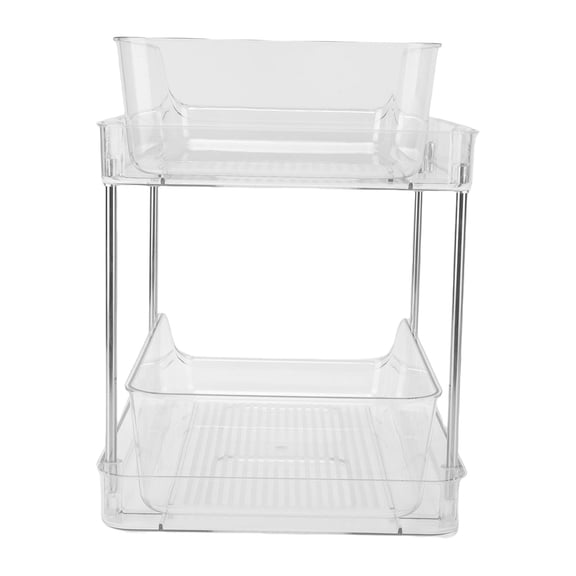 Transparent PET Under Sink Storage Rack with Slide-Out Drawers - Stackable Space-Saving Organizer for Kitchen & Bathroom, 11.8" x 9.8" 7.5"