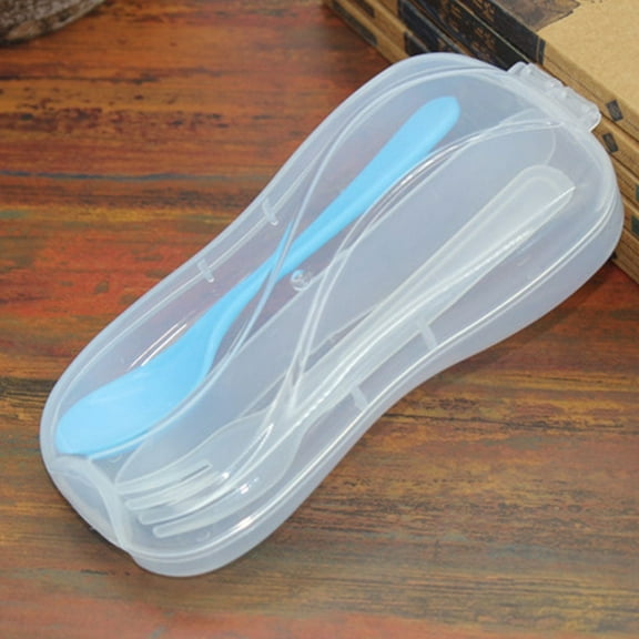 Transparent PP Plastic Storage Case for Baby Utensils Portable Container for Baby Spoons & Forks, Child Tableware Organizer Baby Utensil Storage Box, Transparent Plastic Silverware Case(Clear)