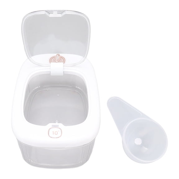 Transparent PP Rice Storage Bucket with Cover - Food Storage Dispenser for Rice and Corn - Ideal for Home Use - White