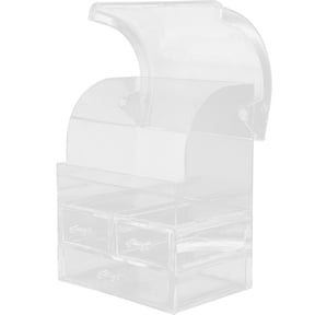 Clear PS Plastic Cosmetic Storage Organizer with Spacious Main Compartment and Multiple Small Drawers for Makeup and Jewelry