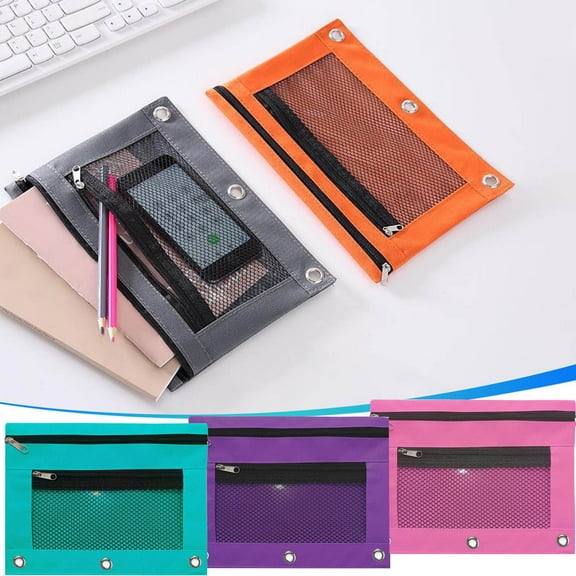 Transparent PVC 3-hole Pencil Case Zipper Document Storage Bag, Detachable Folder Large Capacity, for Dorm Room, Organize educational Supplies, Study Desk Essential, Ba^cktos^chool Gear