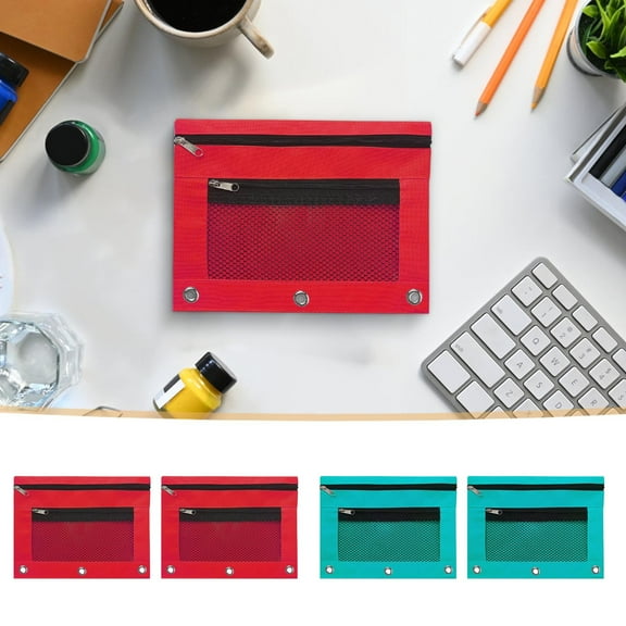 Transparent PVC 3-hole Pencil Case Zipper Document Storage Bag,Detachable Folder Large Capacity,for Dorm Room,Organize educational Supplies,Study Desk Essential,Ba^cktos^chool Gear,2X Pencil Case