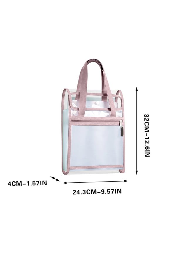 Transparent PVC Document Bag with Handle Lightweight Mesh File Pouch Large Bags for Carrying Pouch Papers