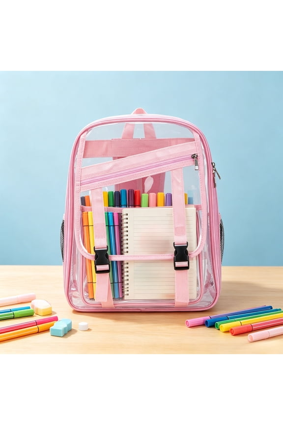 Transparent PVC Jelly Backpack Waterproof Large Capacity School Bag, Minimalist Clear Security Travel Rucksack Bookbag for Men Women