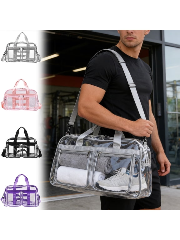 Transparent PVC Large Capacity Travel Bag, Full Clear Waterproof Storage Bag for Travel, Versatile See-Through Backpack for Students, Portable Organizer for Outdoor/School/Daily Essentials, Pink