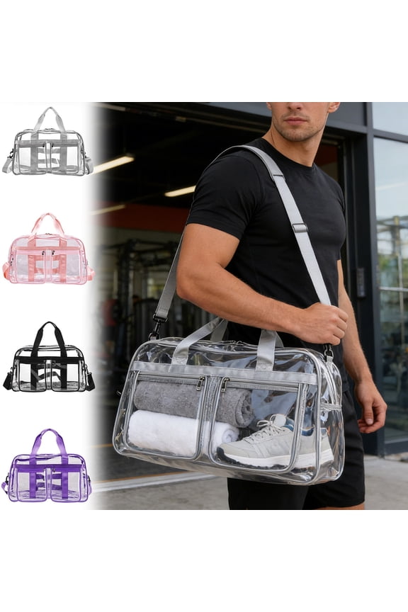 Transparent PVC Large Capacity Travel Bag, Full Clear Waterproof Storage Bag for Travel, Versatile See-Through Backpack for Students, Portable Organizer for Outdoor/School/Daily Essentials, Gray