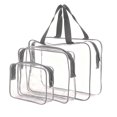 thumbnail image 1 of Transparent PVC Makeup Bag Set, Large Capacity Zipper Storage Bags For Travel Toiletry Organizer, Waterproof Cosmetic Pouch Set With Handle, Gray 3 Piece Set (Multicolor, 18*14*5CM), 1 of 5