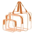 thumbnail image 1 of Transparent PVC Makeup Bag Set, Large Capacity Zipper Storage Bags For Travel Toiletry Organizer, Waterproof Cosmetic Pouch Set With Handle, Orange 3 Piece Set (Multicolor, 18*14*5CM), 1 of 4