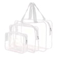 thumbnail image 1 of Transparent PVC Makeup Bag Set, Large Capacity Zipper Storage Bags For Travel Toiletry Organizer, Waterproof Cosmetic Pouch Set With Handle, White 3 Piece Set (Multicolor, 18*14*5CM), 1 of 5