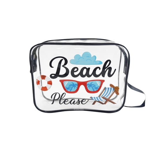 Transparent PVC Material Portable Printed Makeup Bag(One Size,F)