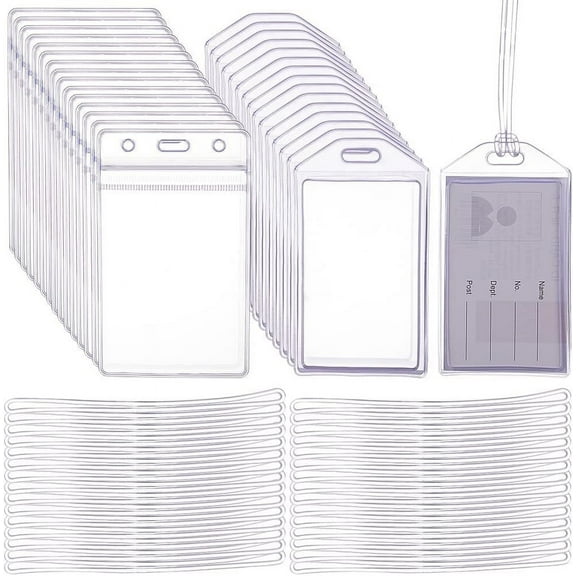 Transparent PVC Plastic Luggage Tag Bag Card Holders with Band Mixed Color Bag: 100~112x57~68x1.5~4mm