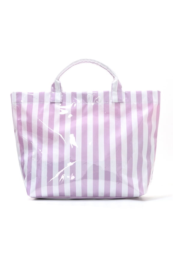 Transparent PVC Rainbow Striped Tote Bag, Waterproof Clear Summer Beach Bag, Large Capacity Travel Shopper for Women