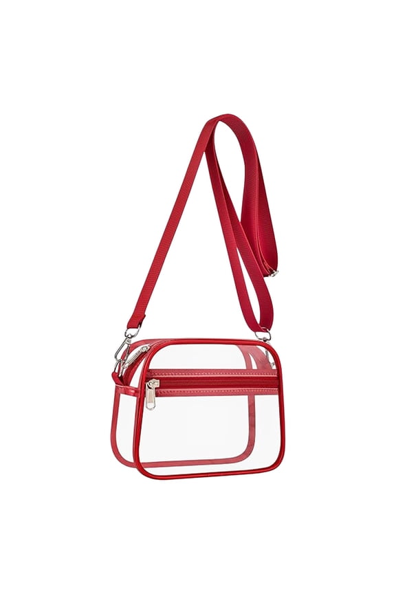 Transparent PVC Security Shoulder Handbag, 7 oz Clear Tote Bag, Large Stadium Bag, Clear Travel Tote with Detachable Strap, Waterproof See Through Event Approved Storage Tote Bag