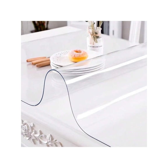 Transparent PVC Tablecloth, Anti-Skid, Anti-Stain, Anti-Oil, 1.5mm & 2mm Thick Clear Plastic Table Cover Protector, Rectangle Clear Desk Mat, With Free Tablecloth, For Office Dresser Night Stand