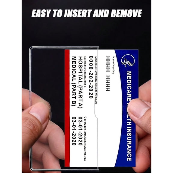 Transparent PVC Waterproof Card Protector Clear Vinyl Plastic Sleeve for Medical, Social Security, ID & Credit Cards