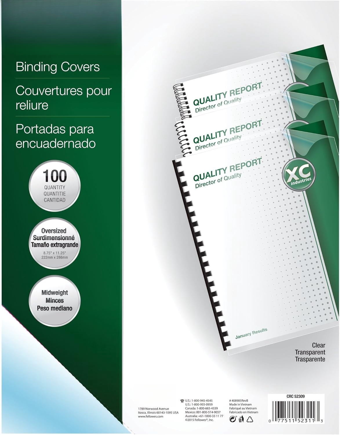 Transparent PVC binding covers, extra-large size, pack of 100