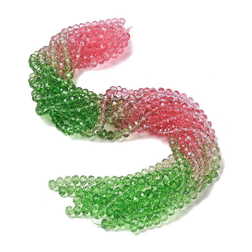 Transparent Painted Glass Beads Strands Faceted Rondelle Colorful 8x6.5mm Hole: 1mm about 63pcs/strand 16.14''(41cm)
