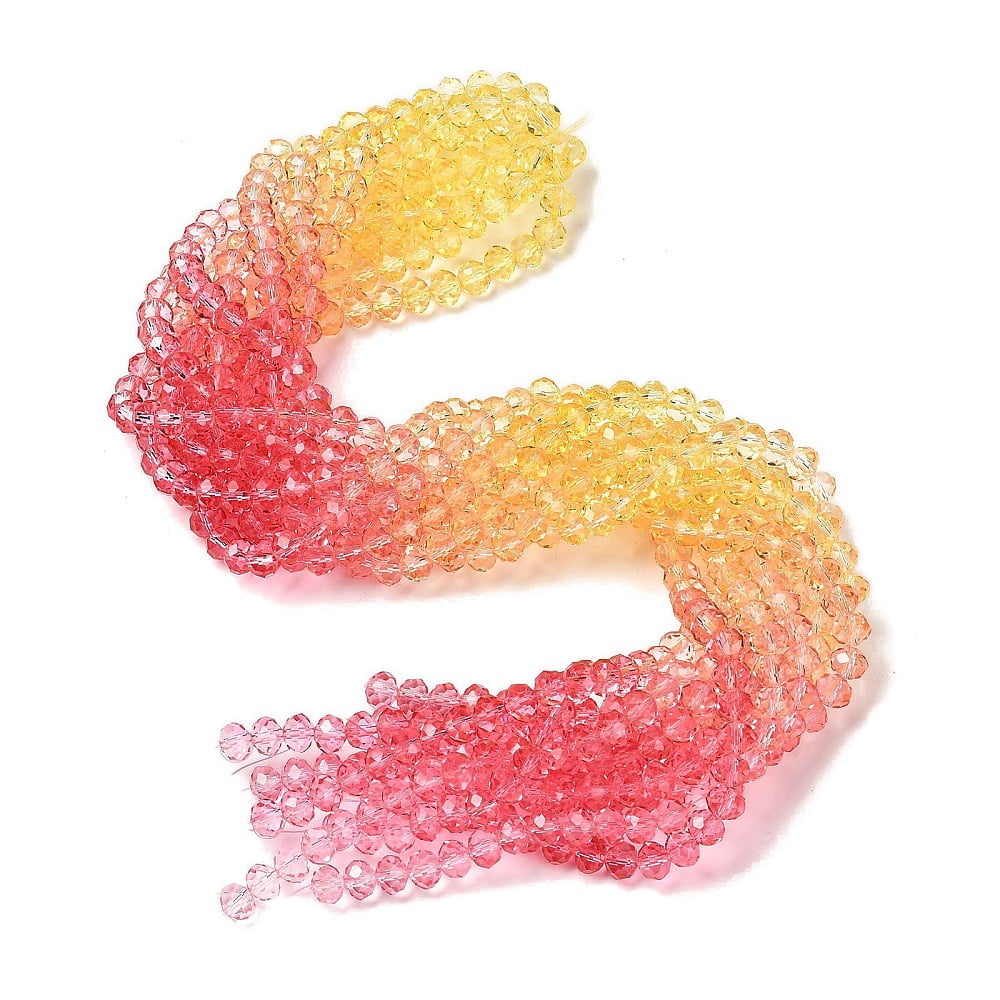 Transparent Painted Glass Beads Strands Faceted Rondelle Red 6x5mm Hole: 1mm about 80pcs/strand 16.54''(42cm)