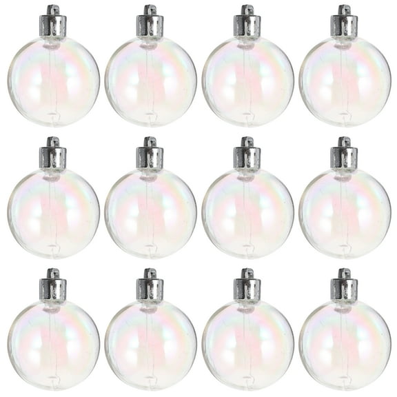 Transparent Pearly Bubble Ball Ornaments with Colorful Finish for Christmas Tree and Xmas Decor, 12 Pieces