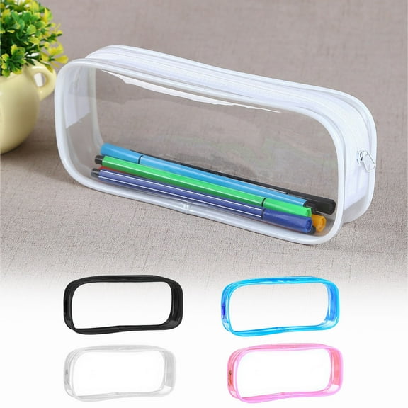 Transparent Pen Pouch Zippered Portable Cosmetic Bag for Stationery Storage and Travel Organization with Durable Water-Resistant Material for Students Artists and Office Supplies Ihhddx