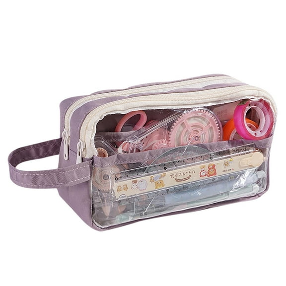 Transparent Pencil Case | Large Capacity Stationery Organizer | Multi-Compartment Zipper Pouch | Durable Transparent Design | Colorful Options | 3D Shape | Portable Storage