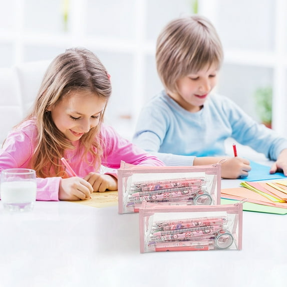 Transparent Pencil Pouch | Large Capacity PVC Stationery Organizer | Clear Waterproof Zipper Bag | Multi-Purpose Pen Case | 22 x 10.5 cm | Travel Office Storage