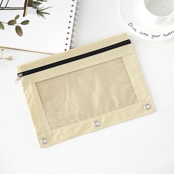 Transparent Pencil Pouch, Three-hole Pencil Case Zipper Transparent Document Storage Bag Detachable Folder Large Capacity Pencil Case