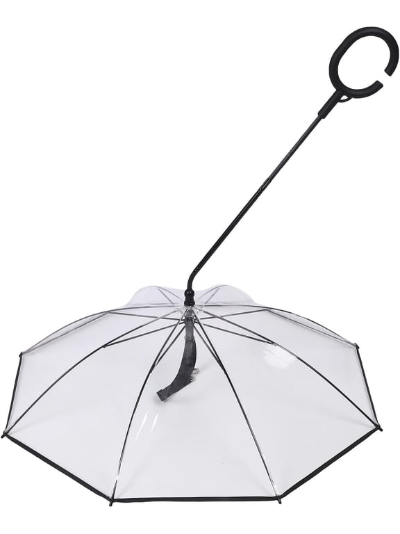 Transparent Pet Umbrella with Leash, Clear C-Shaped Dog Rain Umbrella for Outdoor Walking