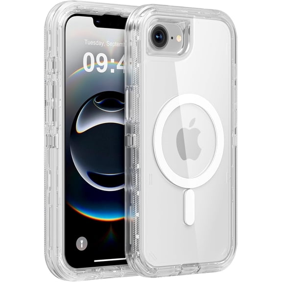 Transparent Phone Case compatible with Apple iPhone 16, Triple Layer Charging Cover, Heavy Duty Shockproof Drop Proof Protection