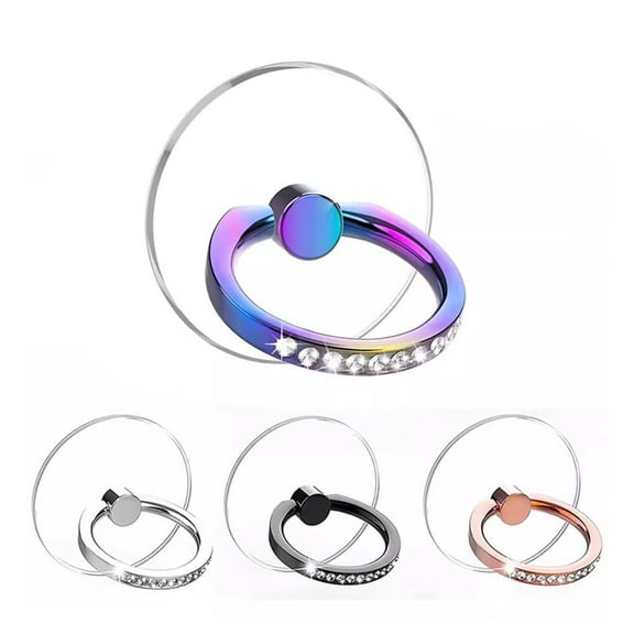 Transparent Phone Ring Holder, Clear Cell Phone Ring Holder with Diamond, Finger Grip 360Rotation Compatible with Most of The Phones, Tablet and Case (Colorful)