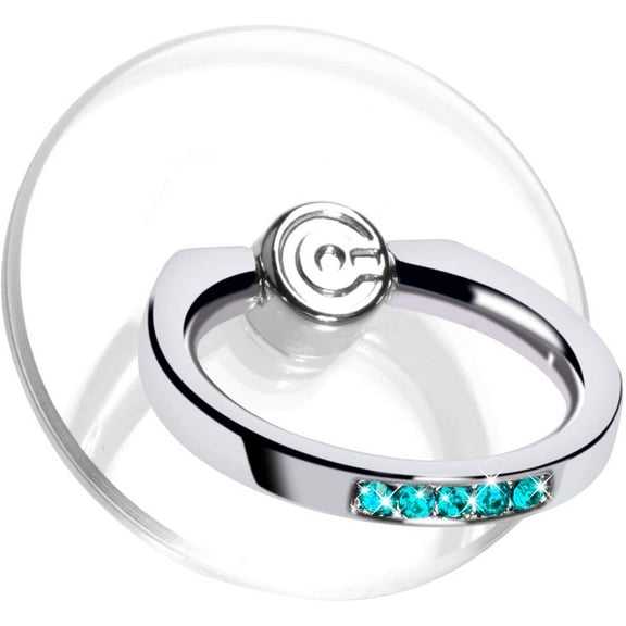 Transparent Phone Ring Holder Grip - Clear Cell Phone Ring Stand Holder Finger Grip Kickstand 360 Rotation, Compatible with Most of Phones, Tablets and Case (2 Aquamarine Diamond)
