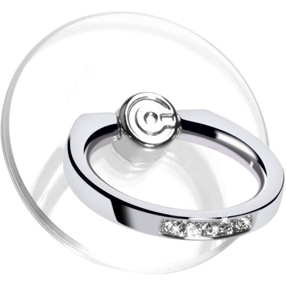 Transparent Phone Ring Holder Grip - Clear Cell Phone Ring Stand Holder Finger Grip Kickstand 360° Rotation, Compatible with Most of Phones, Tablets and Case (2 Silver Diamond)