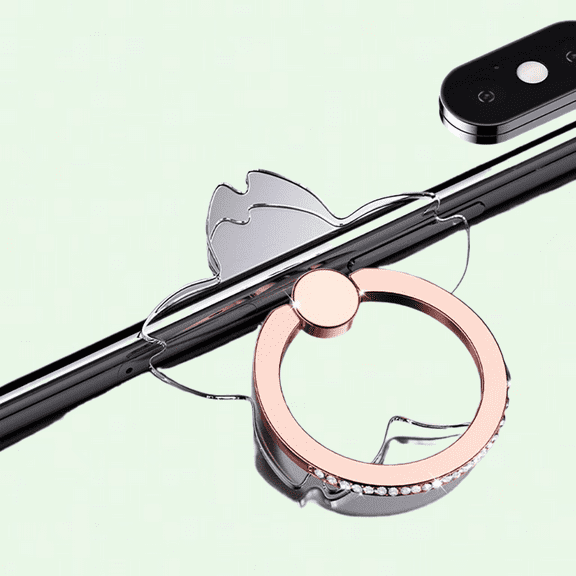 Transparent Phone Ring Stand Holder Finger Grip, 2 Pcs, Rose Gold & Diamond-4