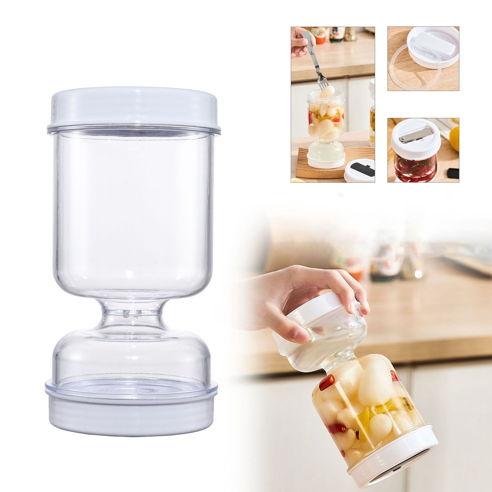 Transparent Pickle Jar with Strainer Lid,Reusable Dry-Wet Separation ...