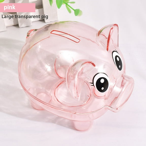 Transparent Pig Toy For Gift Kids Coins Piggy Bank Props Clear Pig Plastic Piggy Bank Coin Money Cash Collectible Saving Box