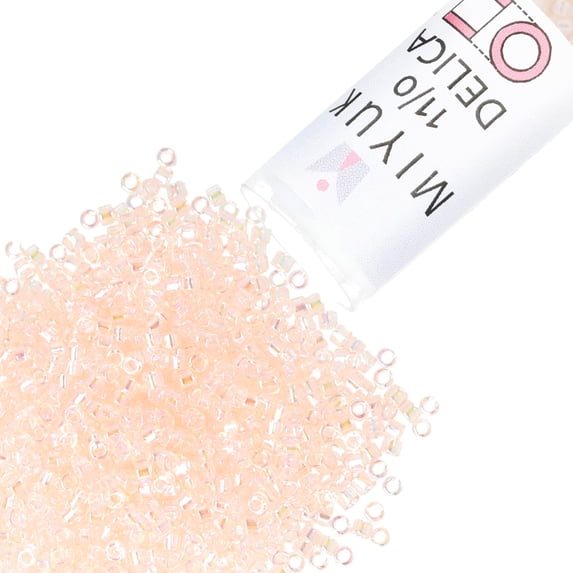 Miyuki Delica Seed Beads – Size 11/0 (1.6 mm), DB1243, Transparent Pink Mist AB, 7.2 g, Approx. 1440 Beads