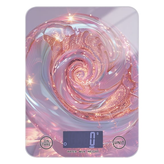 Transparent Pink Spiral Food Scale Digital Kitchen Scale Waterproof Tempered Glass Tare Function 11 lb for Baking Cooking Meal Prep