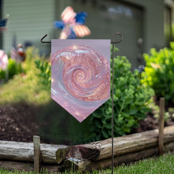 Transparent Pink Spiral Garden Flag 18" x 12.5" Double Sided Yard Lawn Outdoor Decor Small Yard Flags