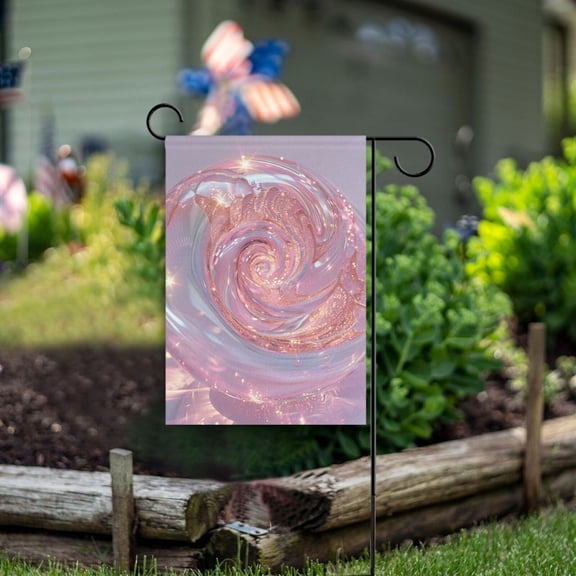 Transparent Pink Spiral Garden Flag Double Sided Outdoor Banners for Courtyard Outdoor Lawn Farmhouse Holiday Decorations
